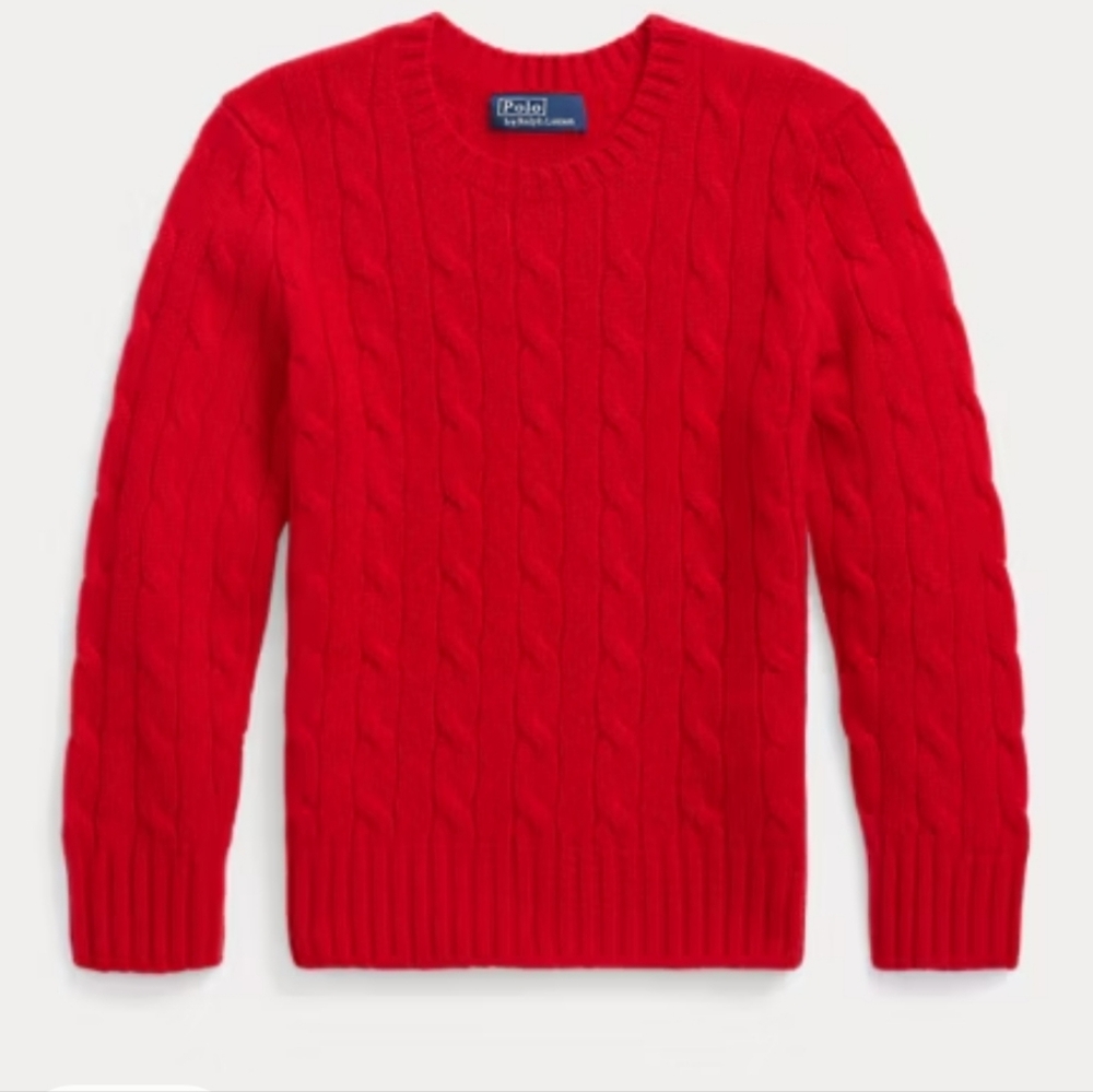 Polo by Ralph Lauren Kids Cashmere Red Cable Knit Sweater